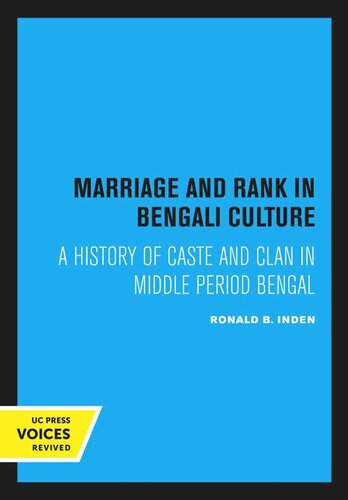 Marriage and Rank in Bengali Culture