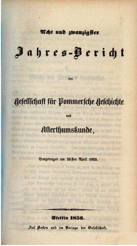 Jahresbericht der Gesellschaft für Pommersche Geschichte und Alterthumskunde