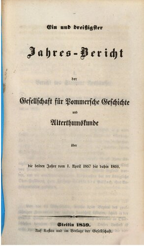 Jahresbericht der Gesellschaft für Pommersche Geschichte und Alterthumskunde