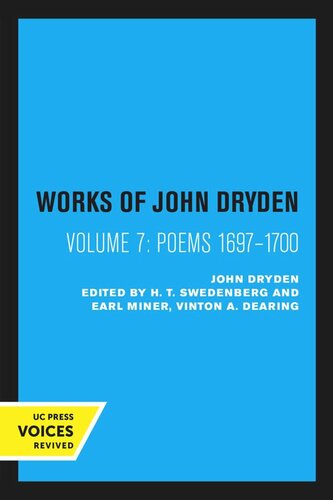 Works of John Dryden: Volume 7 Poems 1697–1700