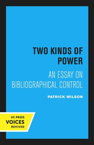 Two Kinds of Power: An Essay on Bibliographical Control