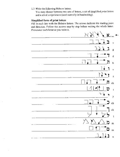 Hebrew Alphabet Writing Practice