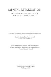 Mental Retardation: Determining Eligibility for Social Security Benefits
