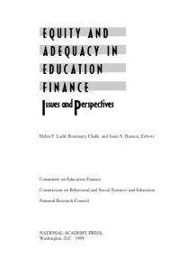 Equity and Adequacy in Education Finance: Issues and Perspectives