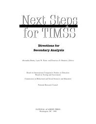 Next Steps for TIMSS: Directions for Secondary Analysis