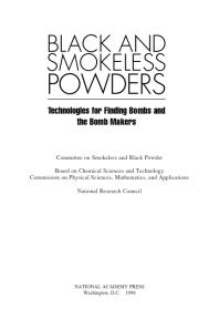 Black and Smokeless Powders: Technologies for Finding Bombs and the Bomb Makers