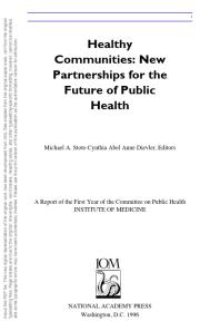 Healthy Communities: New Partnerships for the Future of Public Health
