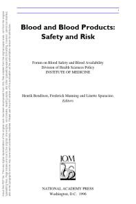 Blood and Blood Products: Safety and Risk
