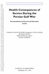 Health Consequences of Service During the Persian Gulf War: Recommendations for Research and Information Systems