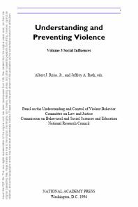 Understanding and Preventing Violence, Volume 3: Social Influences