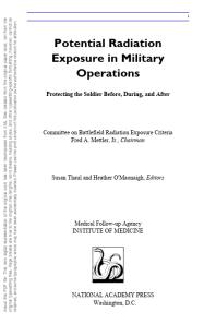 Potential Radiation Exposure in Military Operations: Protecting the Soldier Before, During, and After