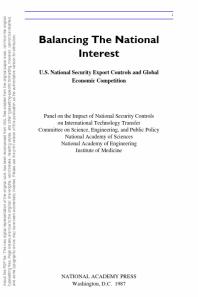 Balancing the National Interest: U. S. National Security Export Controls and Global Economic Competition