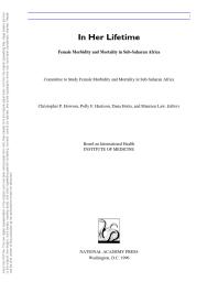 In Her Lifetime: Female Morbidity and Mortality in Sub-Saharan Africa