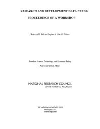 Research and Development Data Needs: Proceedings of a Workshop
