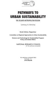 Pathways to Urban Sustainability: The Atlanta Metropolitan Region: Summary of a Workshop