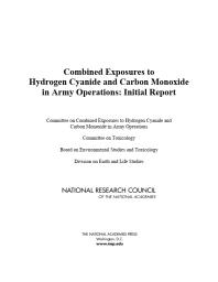 Combined Exposures to Hydrogen Cyanide and Carbon Monoxide in Army Operations: Initial Report