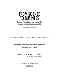 From Science to Business: Preparing Female Scientists and Engineers for Successful Transitions into Entrepreneurship: Summary of a Workshop