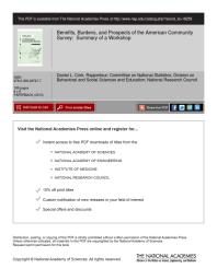 Benefits, Burdens, and Prospects of the American Community Survey: Summary of a Workshop