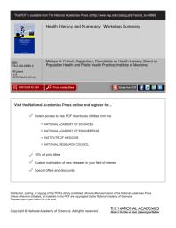 Health Literacy and Numeracy: Workshop Summary