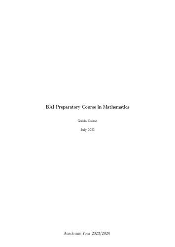 BAI Preparatory Course in Mathematics