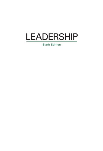 Leadership: Theory and Practice