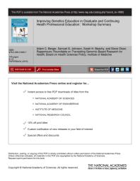 Improving Genetics Education in Graduate and Continuing Health Professional Education: Workshop Summary
