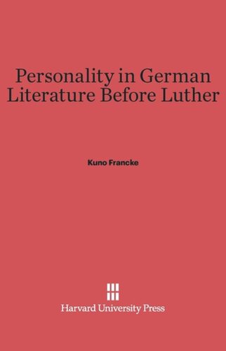 Personality in German Literature before Luther