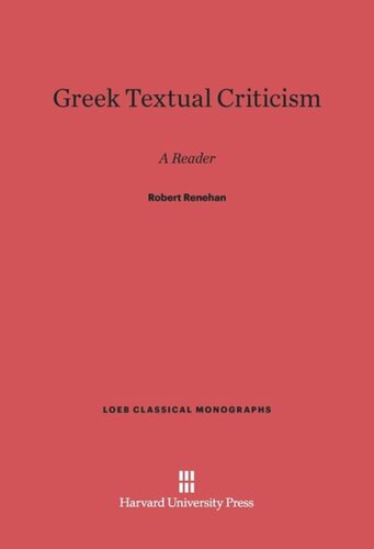 Greek Textual Criticism: A Reader