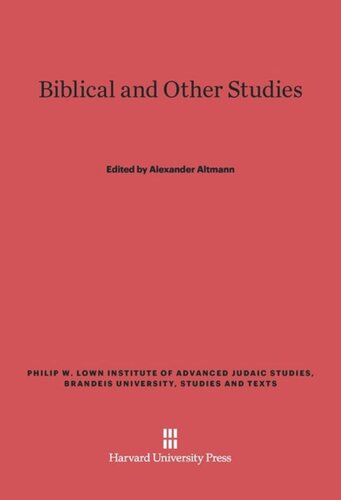 Biblical and Other Studies