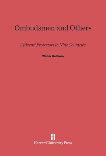 Ombudsmen and Others: Citizens's Protectors in Nine Countries