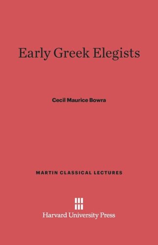 Early Greek Elegists