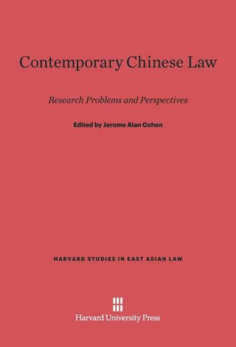 Contemporary Chinese Law: Research Problems and Perspectives