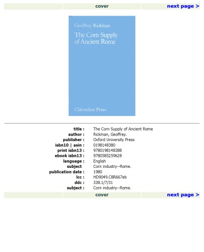 The Corn Supply of Ancient Rome