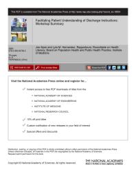 Facilitating Patient Understanding of Discharge Instructions: Workshop Summary
