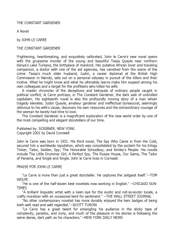 The Constant Gardener: A Novel