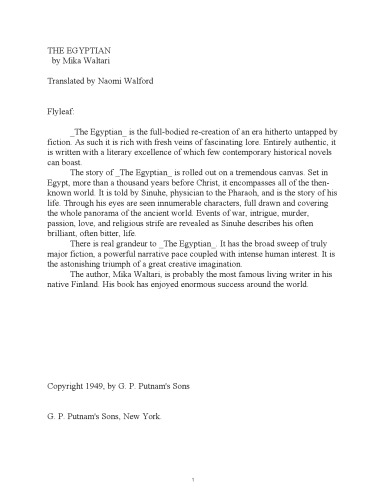 The Egyptian: A Novel