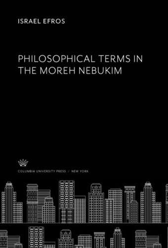 Philosophical Terms in the Moreh Nebukim