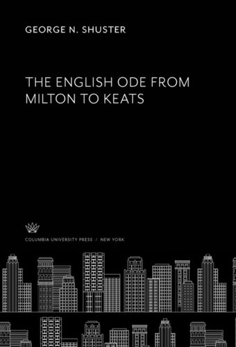 The English Ode from Milton to Keats