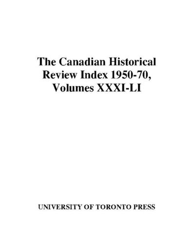 Canadian Historical Review Index 1950-70