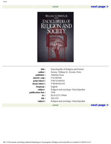 Encyclopedia of Religion and Society