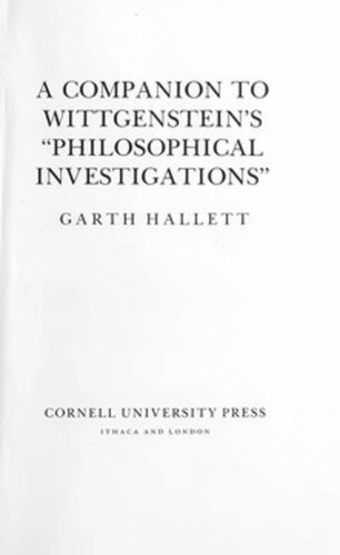 A Companion to Wittgenstein's Philosophical Investigations