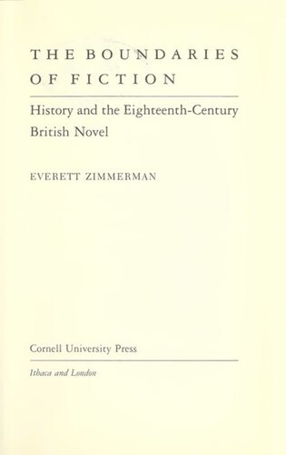 The Boundaries of Fiction: History and the Eighteenth-Century British Novel