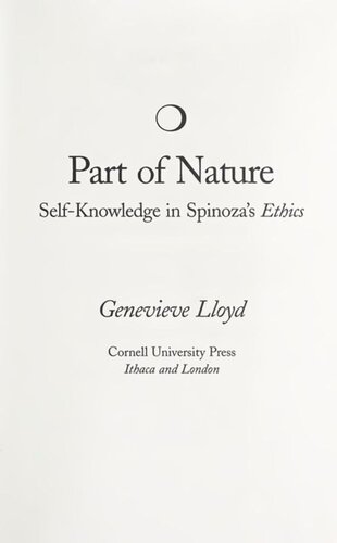 Part of Nature: Self-Knowledge in Spinoza's 