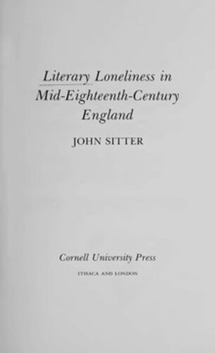 Literary Loneliness in Mid-Eighteenth-Century England