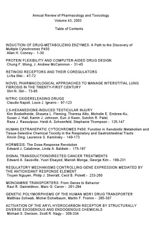 Annual Review of Pharmacology and Toxicology: 2003