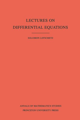 Lectures on Differential Equations. (AM-14), Volume 14