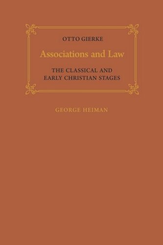 Associations and Law: The Classical and Early Christian Stages