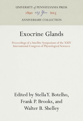 Exocrine Glands: Proceedings of a Satellite Symposium of the XXIV International Congress of Physiological Sciences