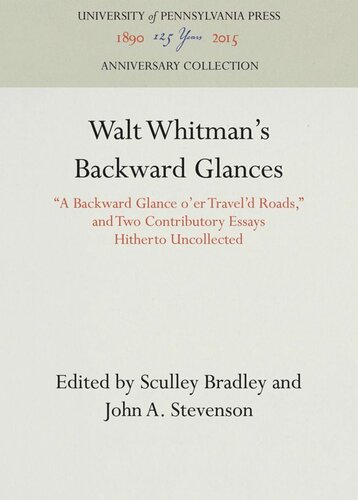 Walt Whitman's Backward Glances: 