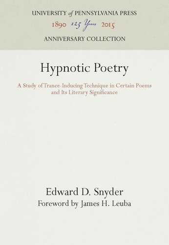 Hypnotic Poetry: A Study of Trance-Inducing Technique in Certain Poems and Its Literary Significance